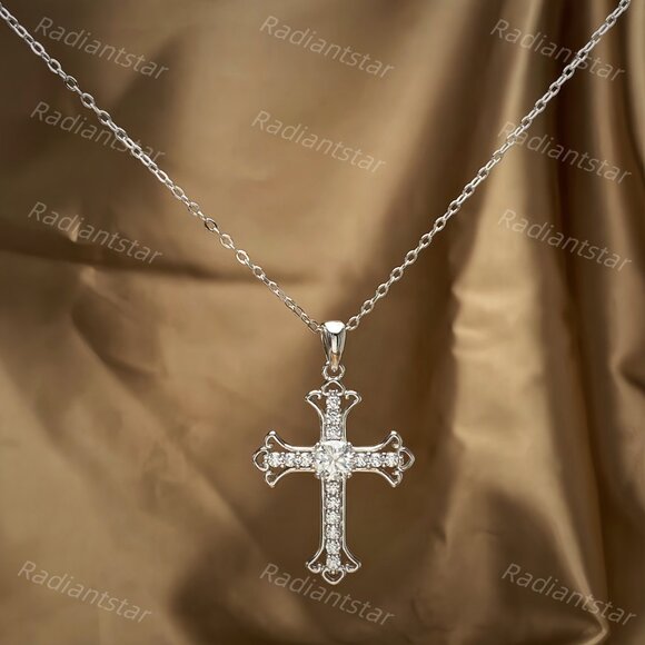 NEW Certified 1ct. t.w. Moissanite Cross Necklace - Picture 5 of 7